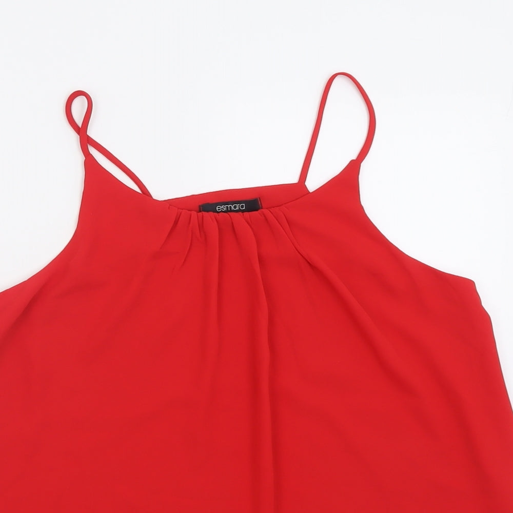 ESMARA Womens Red  Polyester Basic Tank Size 14 Scoop Neck
