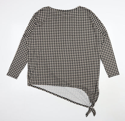 Pep & Co Womens Black Houndstooth Polyester Jersey Blouse Size 18 Scoop Neck