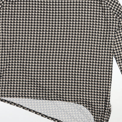 Pep & Co Womens Black Houndstooth Polyester Jersey Blouse Size 18 Scoop Neck