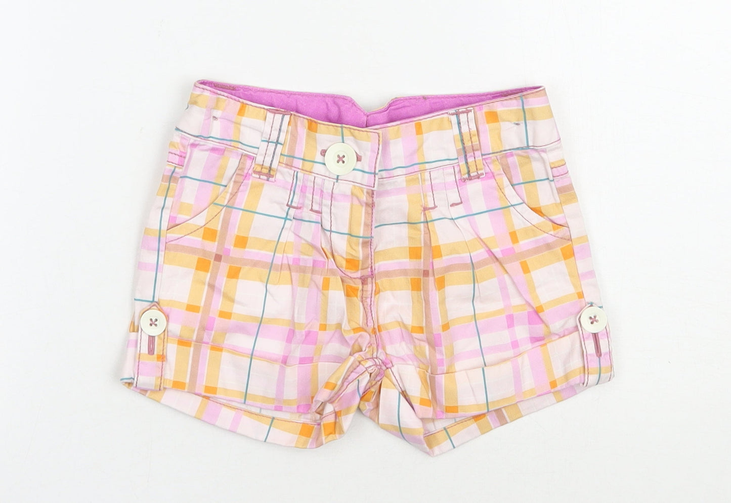 NEXT Girls Multicoloured Plaid Cotton Chino Shorts Size 3 Years  Regular Zip