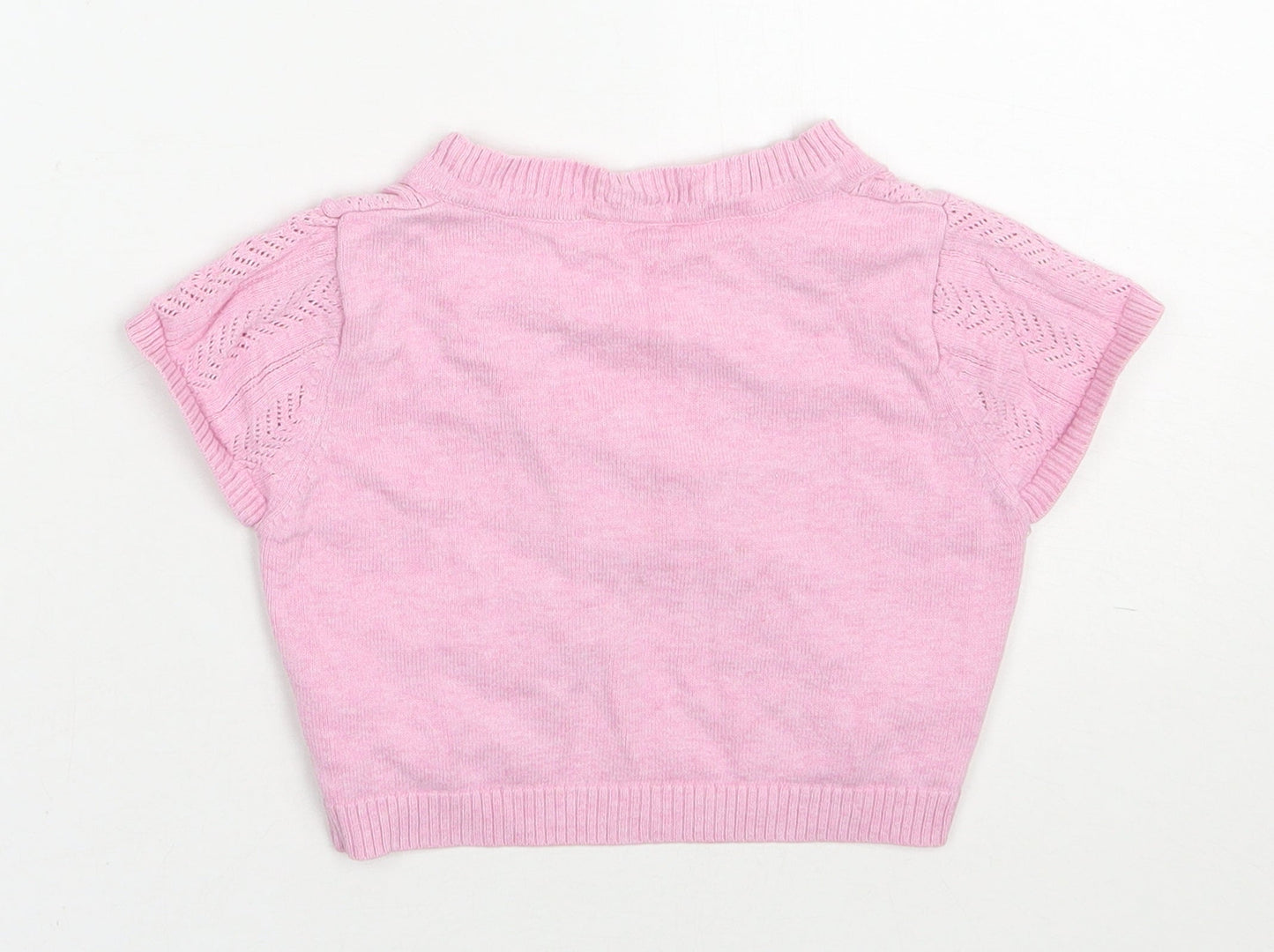 Cherokee Girls Pink V-Neck  Cotton Shrug Jumper Size 6-7 Years  Button