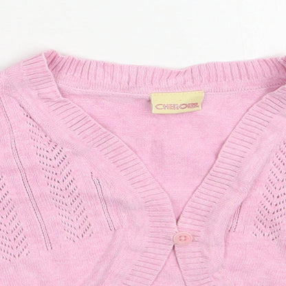 Cherokee Girls Pink V-Neck  Cotton Shrug Jumper Size 6-7 Years  Button