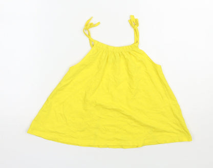 Marks and Spencer Girls Yellow  Polyester Camisole Tank Size 5-6 Years Scoop Neck Pullover