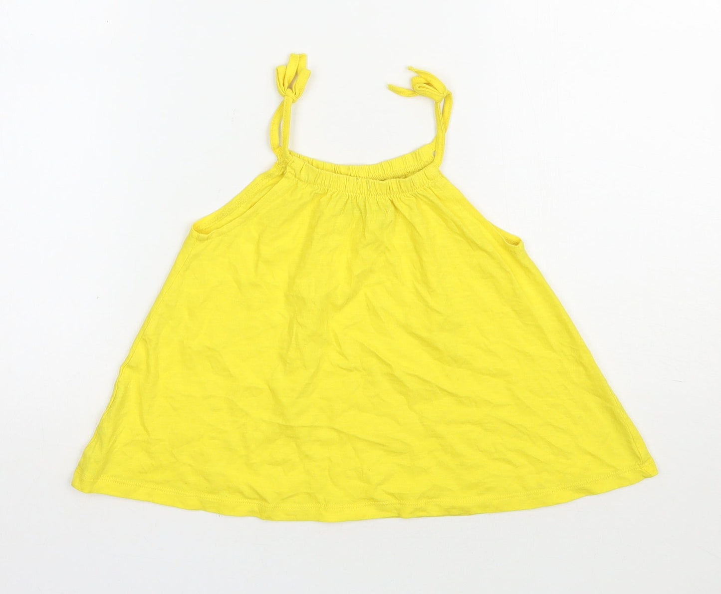Marks and Spencer Girls Yellow  Polyester Camisole Tank Size 5-6 Years Scoop Neck Pullover
