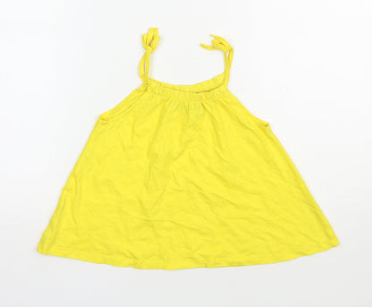 Marks and Spencer Girls Yellow  Polyester Camisole Tank Size 5-6 Years Scoop Neck Pullover