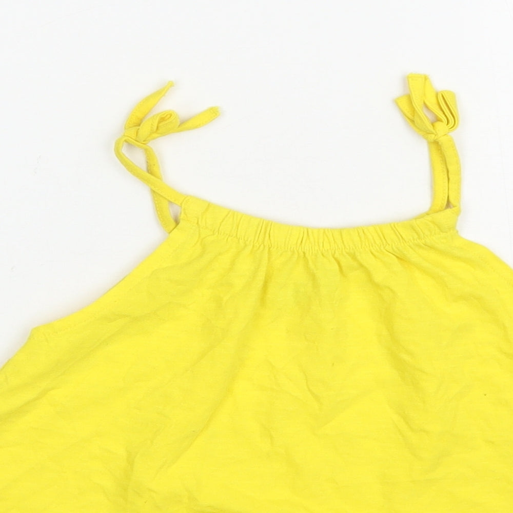 Marks and Spencer Girls Yellow  Polyester Camisole Tank Size 5-6 Years Scoop Neck Pullover