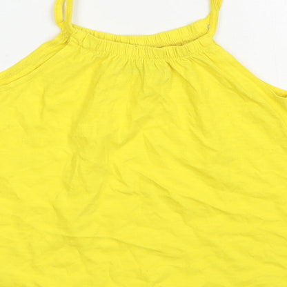 Marks and Spencer Girls Yellow  Polyester Camisole Tank Size 5-6 Years Scoop Neck Pullover