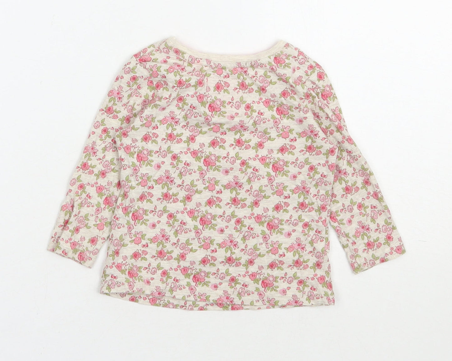 NEXT Girls Multicoloured Floral 100% Cotton Basic T-Shirt Size 3-6 Months Round Neck Pullover