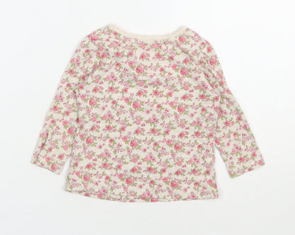 NEXT Girls Multicoloured Floral 100% Cotton Basic T-Shirt Size 3-6 Months Round Neck Pullover