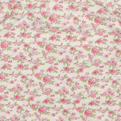 NEXT Girls Multicoloured Floral 100% Cotton Basic T-Shirt Size 3-6 Months Round Neck Pullover
