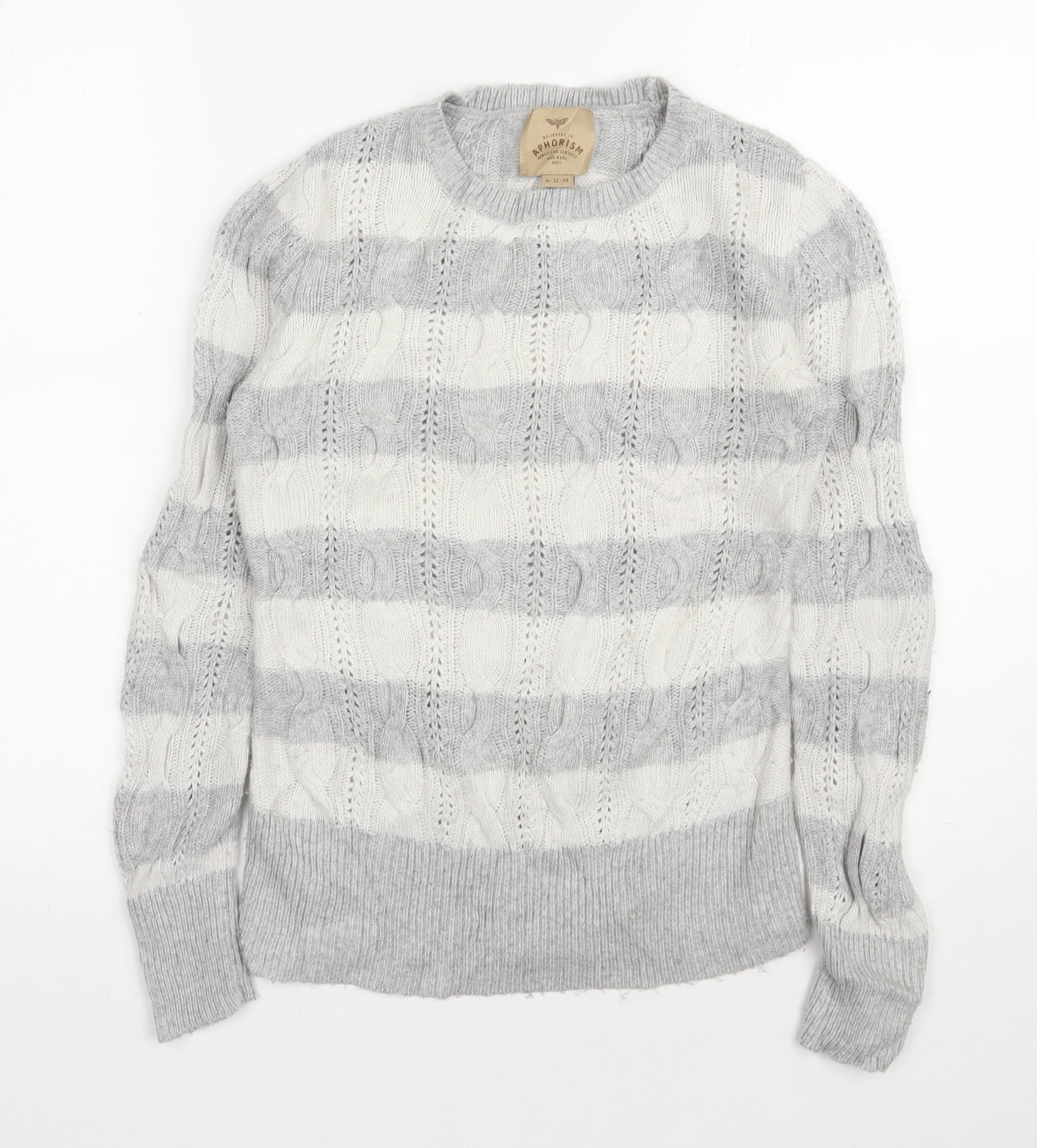 Womens UK Size 12 Aphorism Grey Pullover Jumper