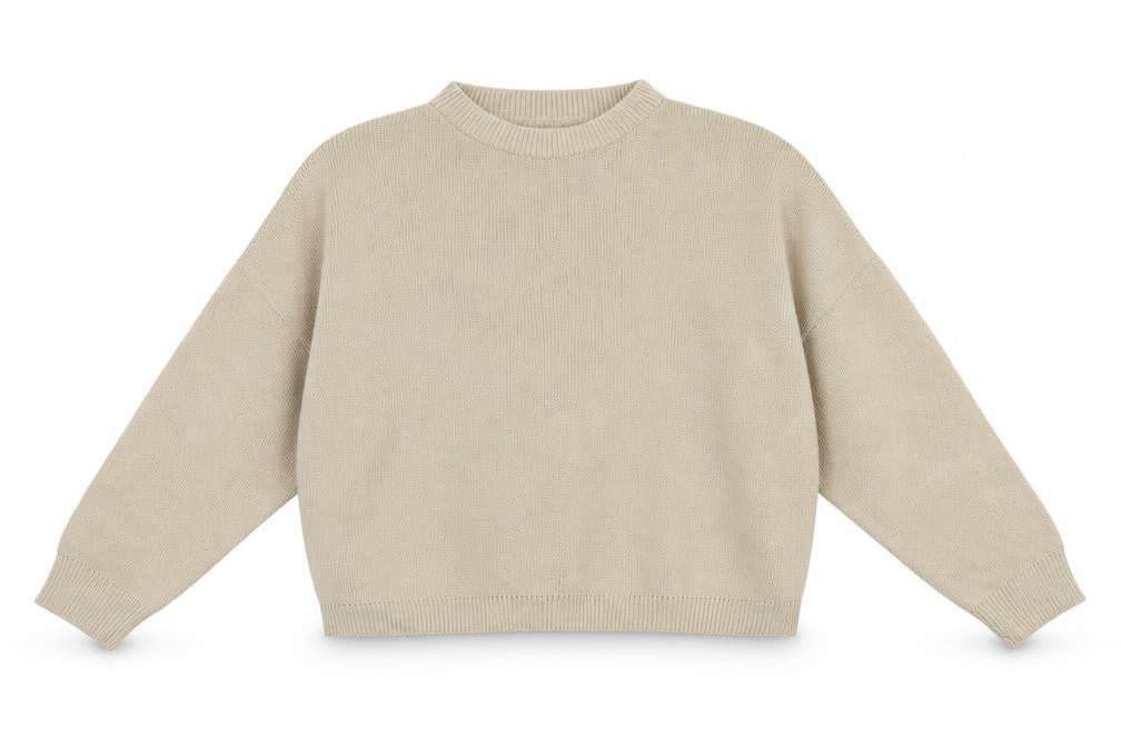 Front view of Nasty Gal women’s beige round neck acrylic jumper, size M, - cropped