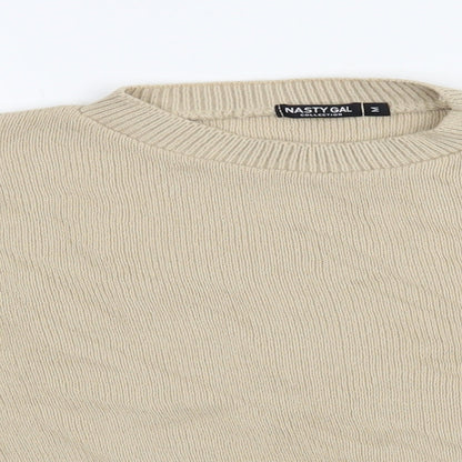 Womens UK Size M Nasty Gal Beige Pullover Jumper