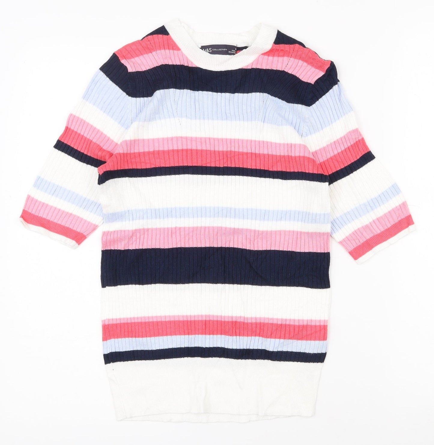 Womens UK Size 10 Marks and Spencer Multicoloured Basic T-Shirt