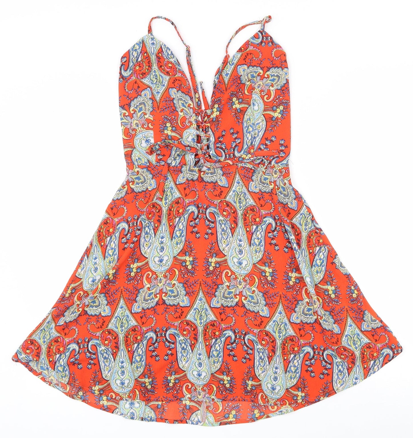 Glamorous Womens Multicoloured Paisley Polyester Camisole Tank Size M V-Neck