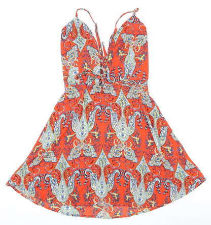 Glamorous Womens Multicoloured Paisley Polyester Camisole Tank Size M V-Neck