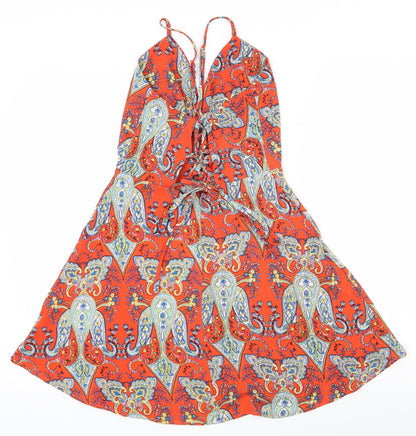 Glamorous Womens Multicoloured Paisley Polyester Camisole Tank Size M V-Neck