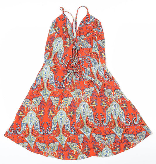 Glamorous Womens Multicoloured Paisley Polyester Camisole Tank Size M V-Neck