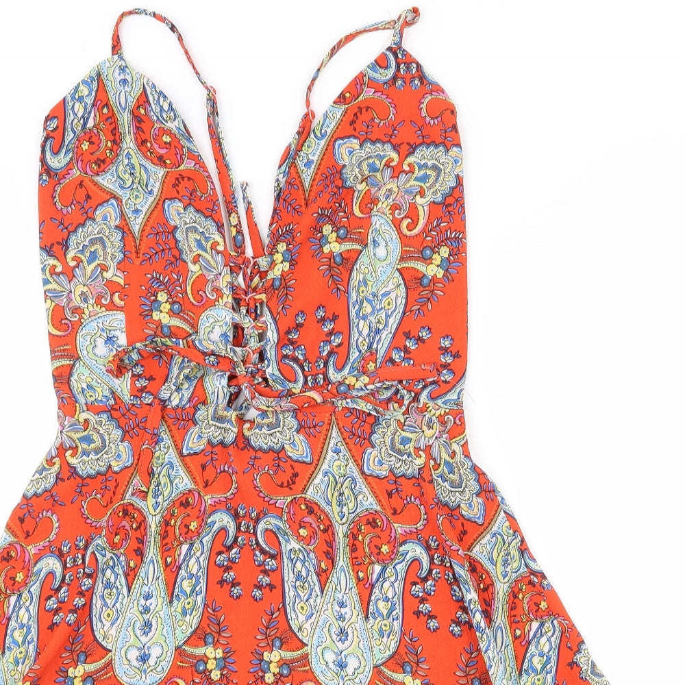 Glamorous Womens Multicoloured Paisley Polyester Camisole Tank Size M V-Neck