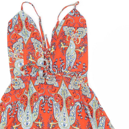 Glamorous Womens Multicoloured Paisley Polyester Camisole Tank Size M V-Neck