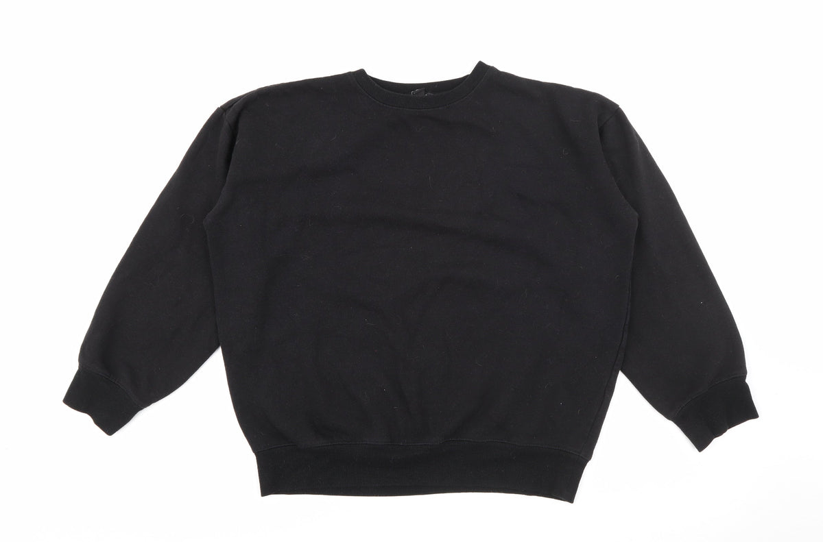 Additional front view of New Look women’s black cotton pullover sweatshirt, size S