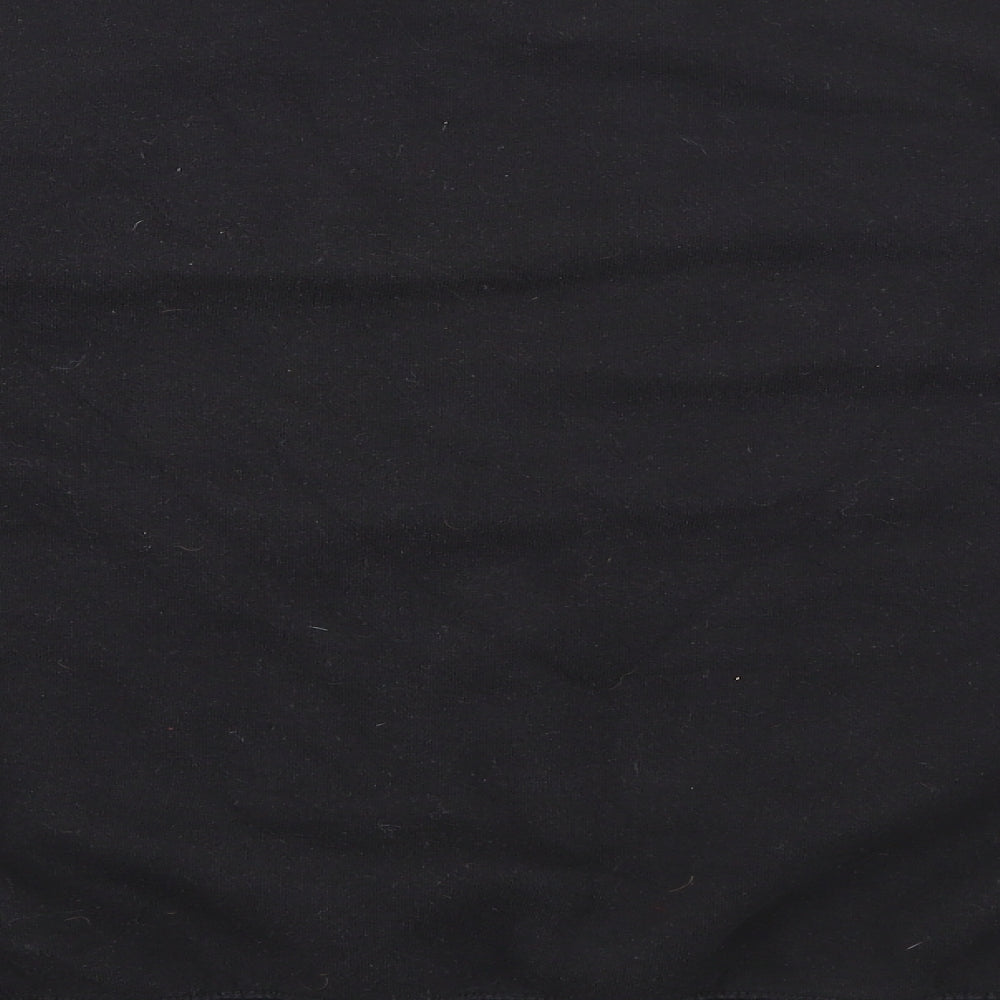 Brand and care label for New Look women’s black cotton pullover sweatshirt, size S