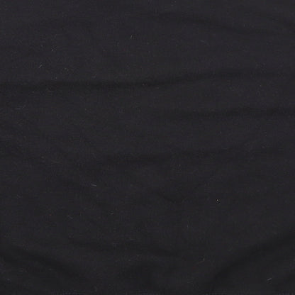 Brand and care label for New Look women’s black cotton pullover sweatshirt, size S