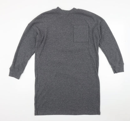 TU Womens Grey Round Neck  Polyester Pullover Jumper Size 12