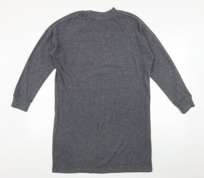 TU Womens Grey Round Neck  Polyester Pullover Jumper Size 12