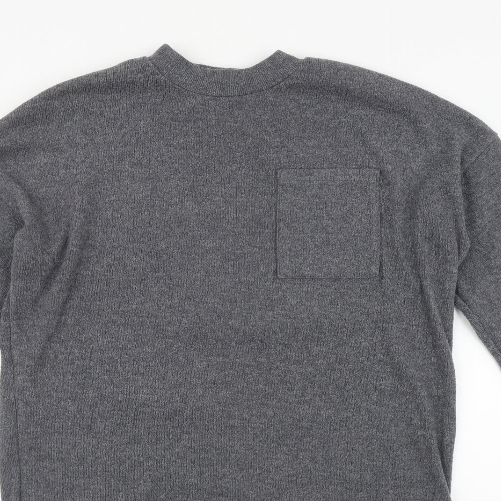 TU Womens Grey Round Neck  Polyester Pullover Jumper Size 12