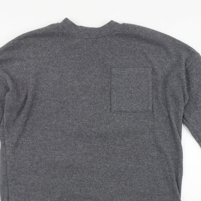 TU Womens Grey Round Neck  Polyester Pullover Jumper Size 12