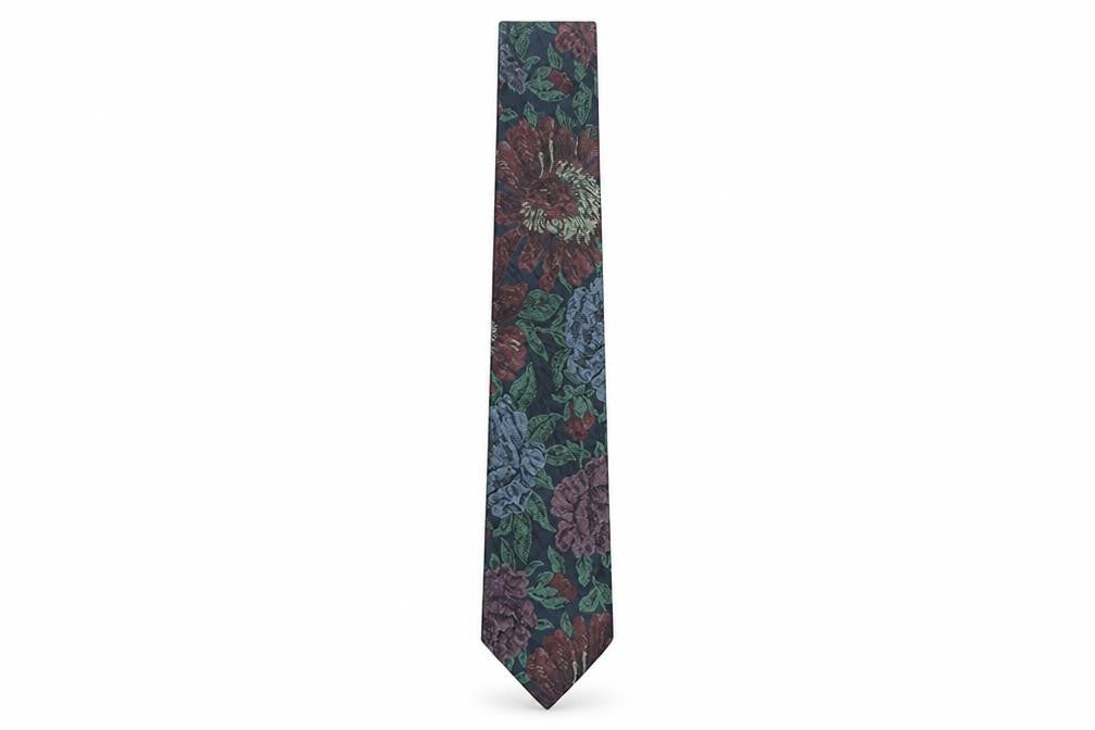 Mens Woods & Gray Multicoloured Floral  Pointed Tie