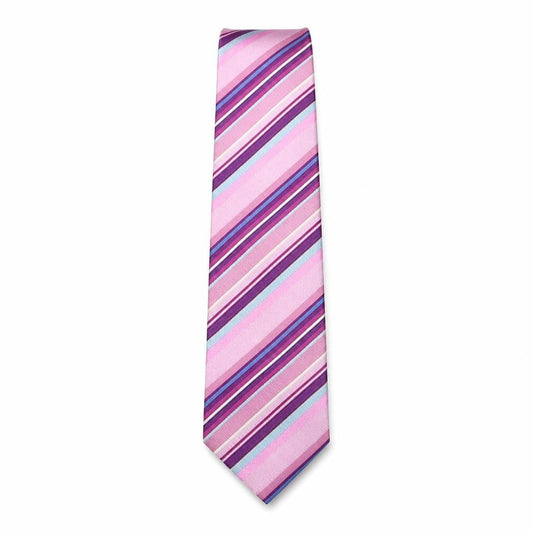 Front view of Next men’s multicoloured striped silk pointed tie one size