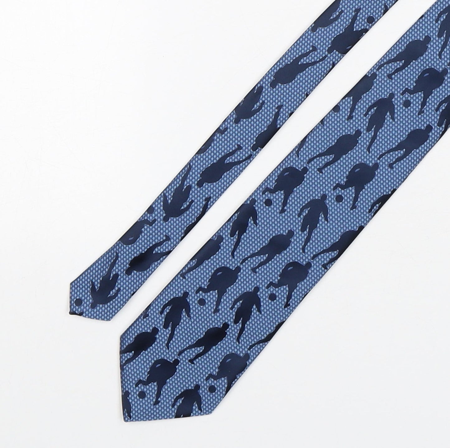 Marks and Spencer Mens Blue Geometric Polyester Pointed Tie One Size - Football