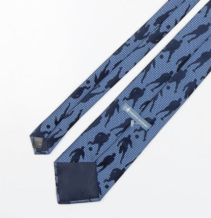 Marks and Spencer Mens Blue Geometric Polyester Pointed Tie One Size - Football
