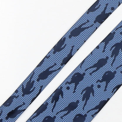 Marks and Spencer Mens Blue Geometric Polyester Pointed Tie One Size - Football