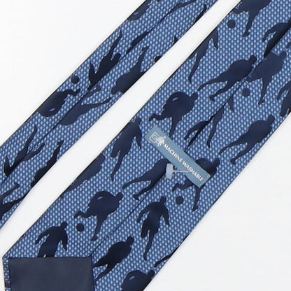Marks and Spencer Mens Blue Geometric Polyester Pointed Tie One Size - Football