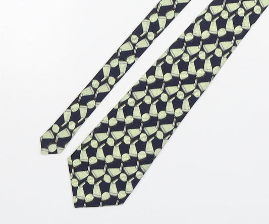 Sette & Bello  Mens Multicoloured Geometric Silk Pointed Tie One Size - Golf