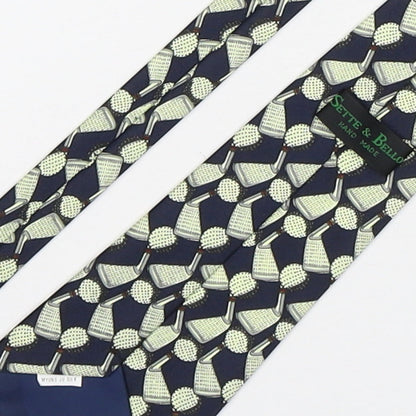 Sette & Bello  Mens Multicoloured Geometric Silk Pointed Tie One Size - Golf