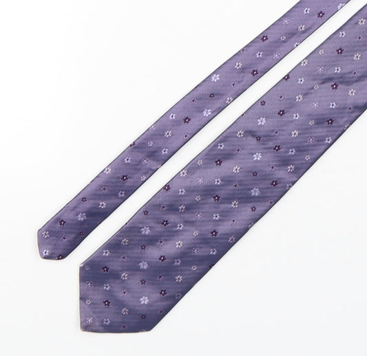 Marks and Spencer Mens Purple Floral Silk Pointed Tie One Size