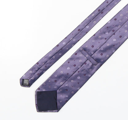 Marks and Spencer Mens Purple Floral Silk Pointed Tie One Size