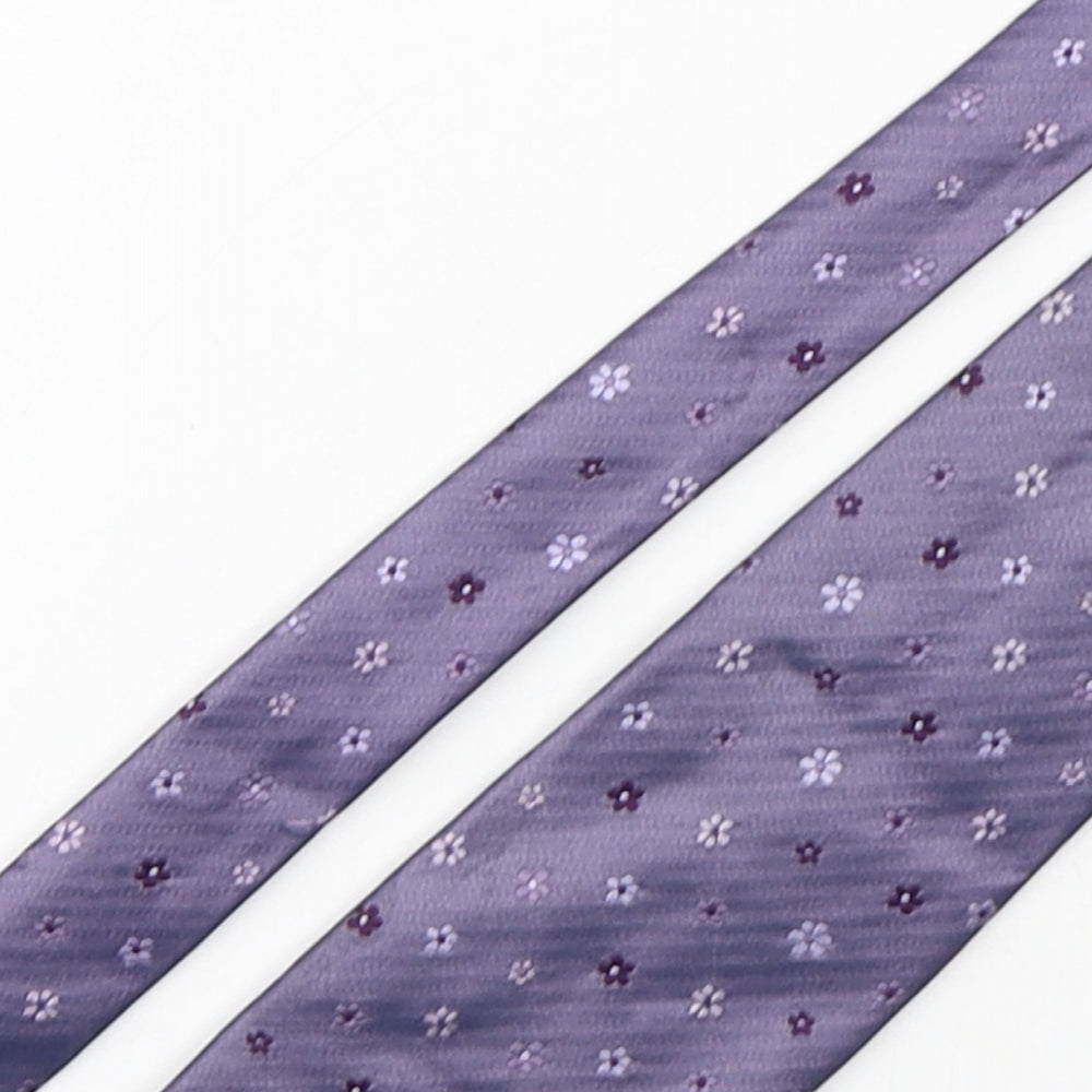 Marks and Spencer Mens Purple Floral Silk Pointed Tie One Size