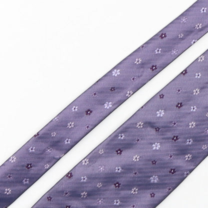Marks and Spencer Mens Purple Floral Silk Pointed Tie One Size