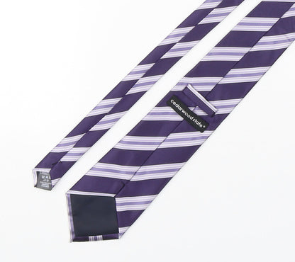 Mens Cedar Wood State Purple Striped  Pointed Tie
