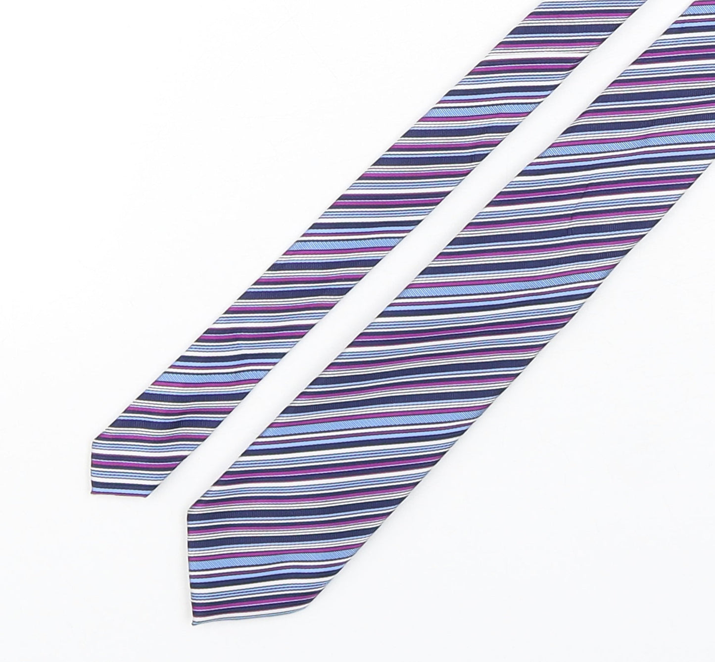 Marks and Spencer Mens Multicoloured Striped Polyester Pointed Tie One Size