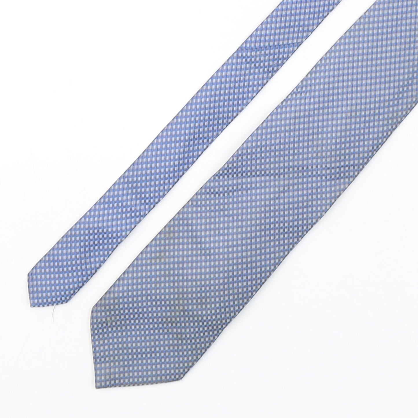 Leonardo Dieci Mens Blue Plaids & Checks Silk Pointed Tie One Size