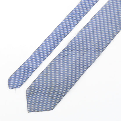 Leonardo Dieci Mens Blue Plaids & Checks Silk Pointed Tie One Size