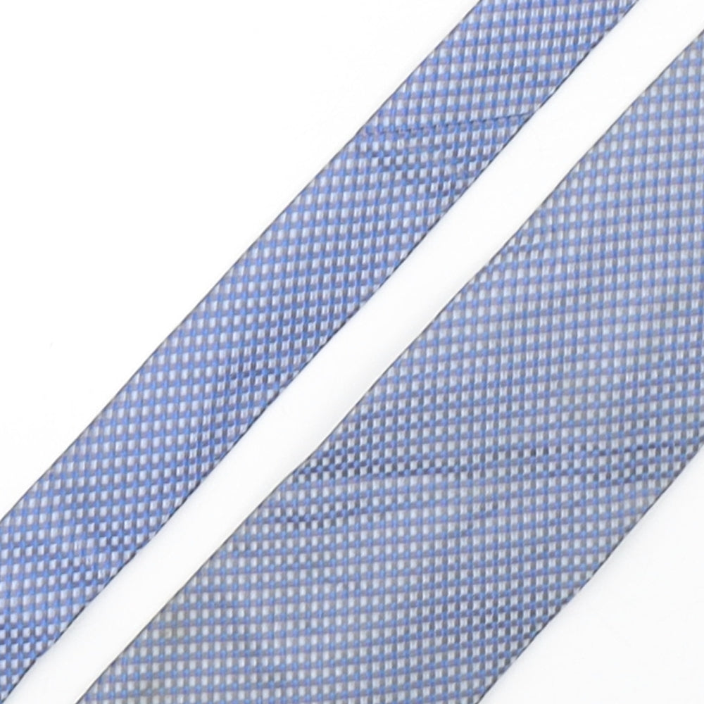 Leonardo Dieci Mens Blue Plaids & Checks Silk Pointed Tie One Size