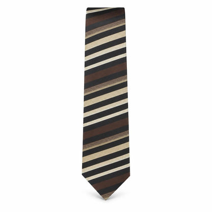 Mens John Curtis Brown Striped  Pointed Tie