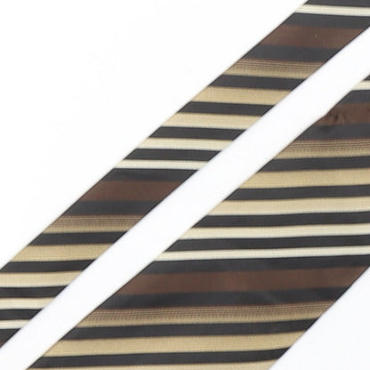 John Curtis  Mens Brown Striped Polyester Pointed Tie One Size
